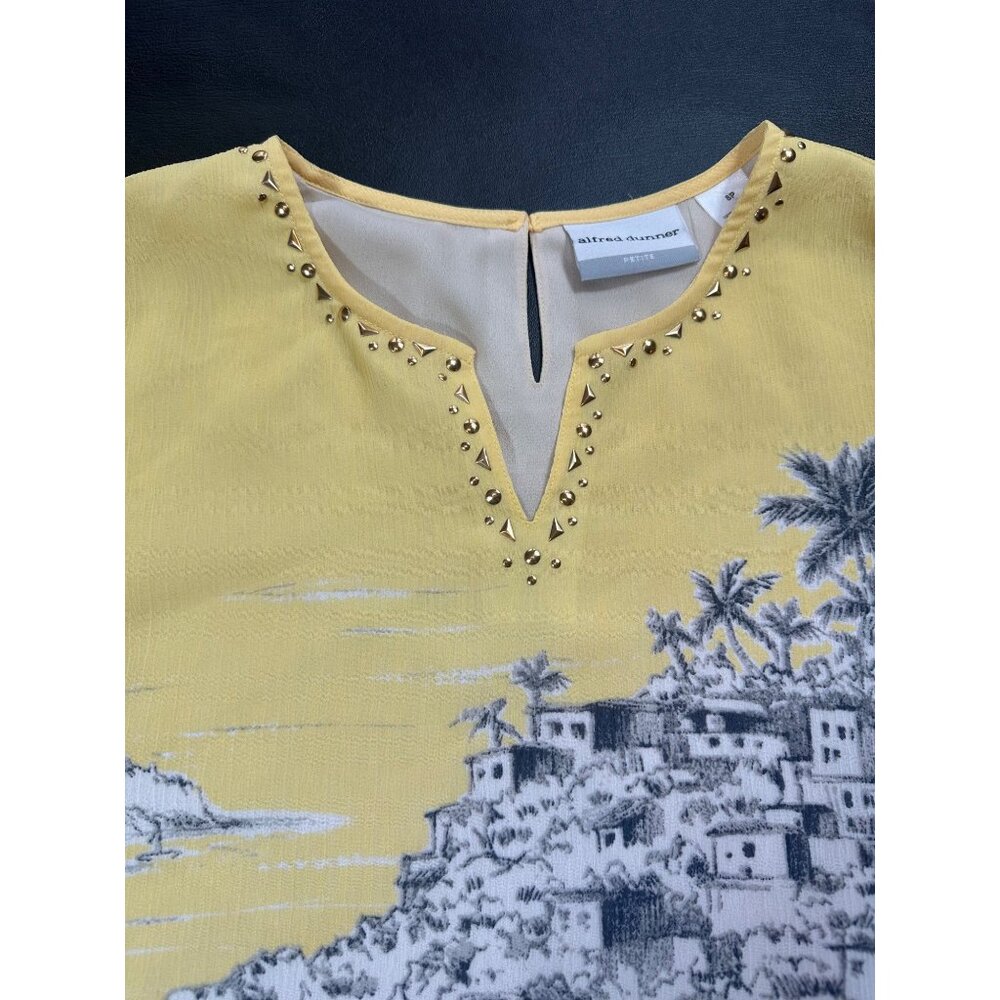 Alfred Dunner Seas The Day Scenic Yellow Size 8P - Picture 5 of 7
